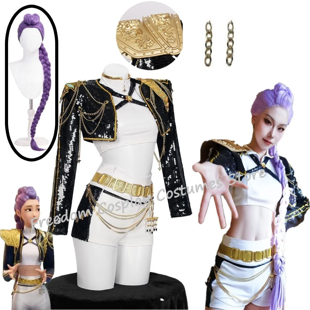 NEW Anime Demon Hunters Rumi Cosplay Costume Wig High quality Black Golden Coat 3D Props Full Set For Women Halloween customize
NEW Anime Demon Hunters Rumi Cosplay Costume Wig High quality Black Golden Coat 3D Props Full Set For Women Halloween customize