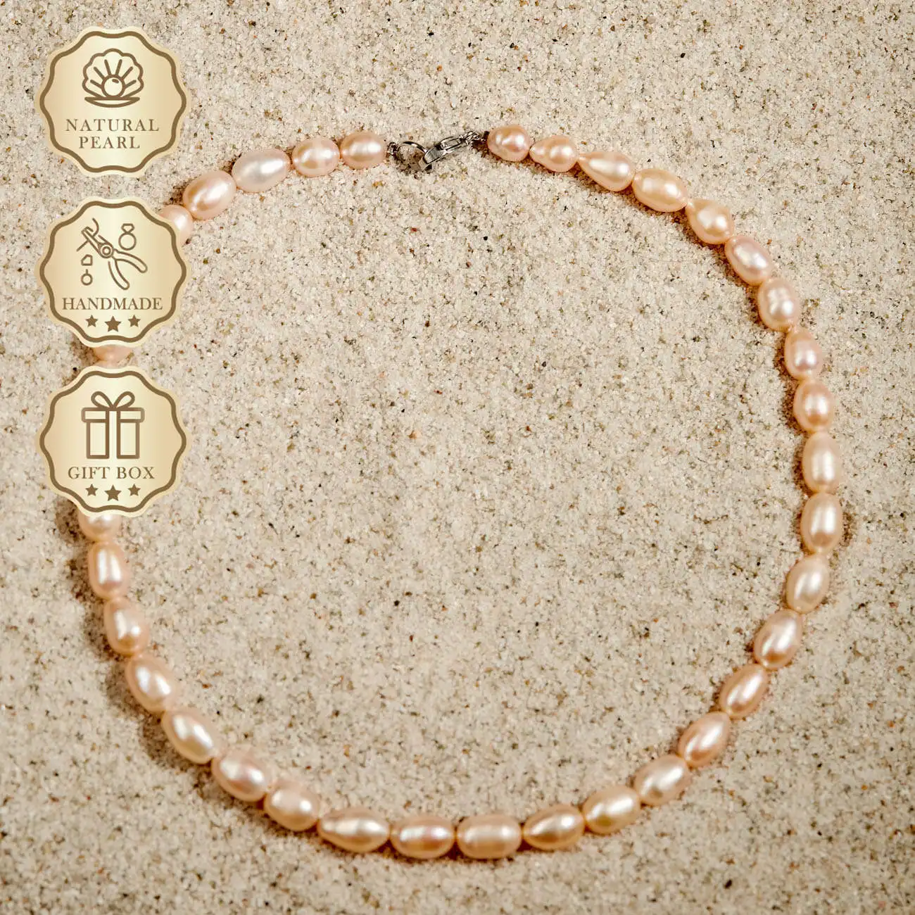 MYSOYA Pink Rice Freshwater Pearl Necklace 7–8mm with Silver Lobster Clasp, Gift Box, Birthday & Anniversary Gift
MYSOYA Pink Rice Freshwater Pearl Necklace 7–8mm with Silver Lobster Clasp, Gift Box, Birthday & Anniversary Gift