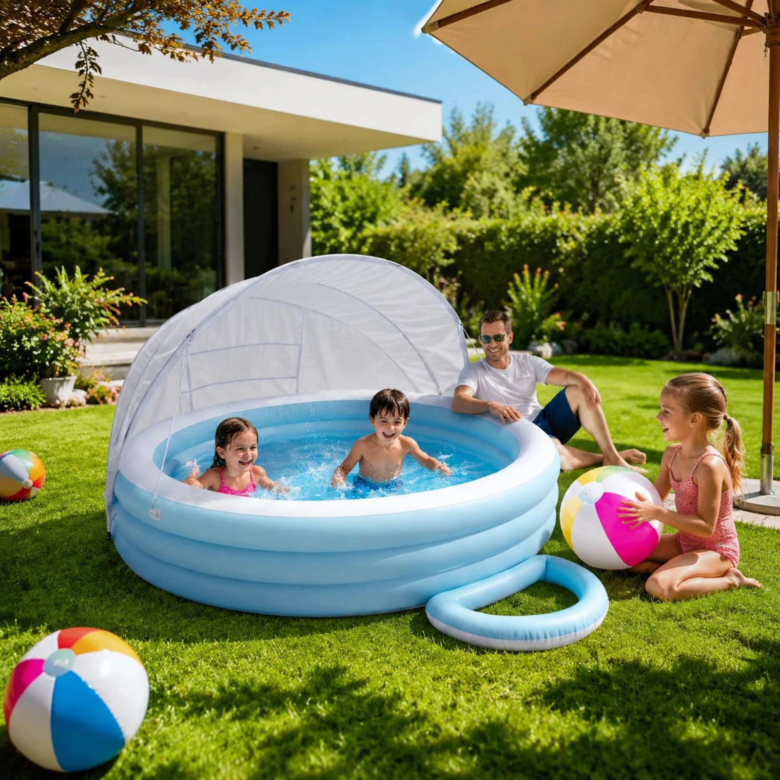 Round Shade Pool Protection Inflatable Canopy Pool Water Play Gear Easy to Set up Waterproof for Garden, Beach
Round Shade Pool Protection Inflatable Canopy Pool Water Play Gear Easy to Set up Waterproof for Garden, Beach