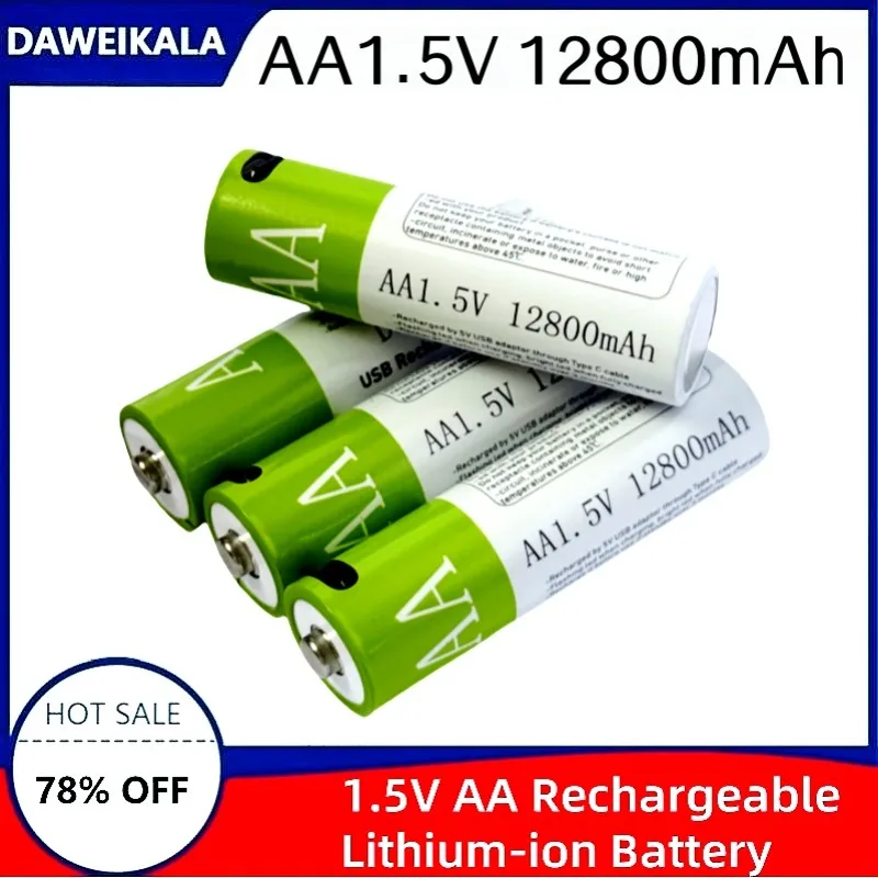 Новая USB-перезаряжаемая батарея типа АА 1,5 В, литий-ионная батарея 12800 мАч для мыши с дистанционным управлением, электрическая игрушечная батарея + кабель Type-C
Новая USB-перезаряжаемая батарея типа АА 1,5 В, литий-ионная батарея 12800 мАч для мыши с дистанционным управлением, электрическая игрушечная батарея + кабель Type-C