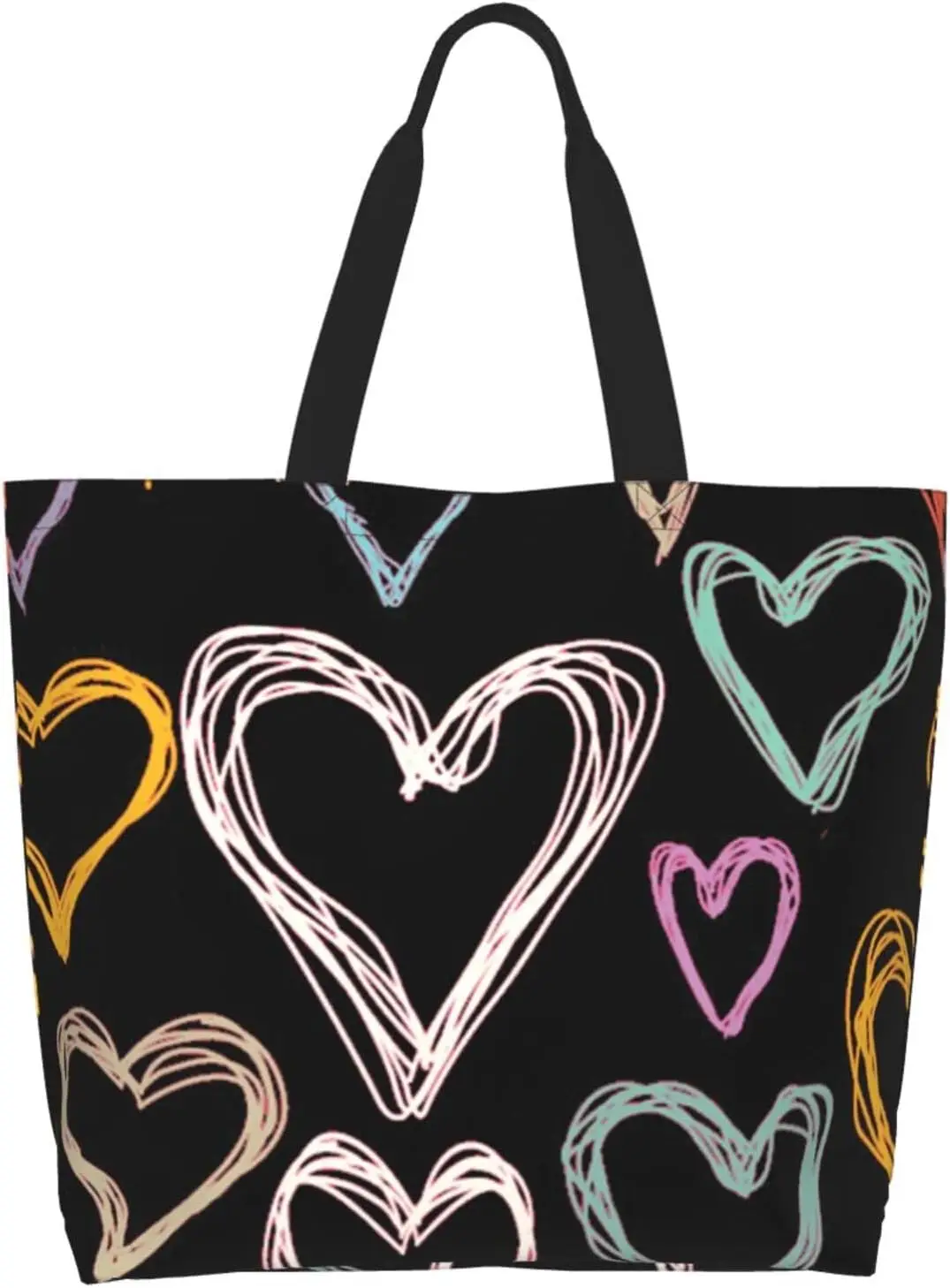 Colorful Heart Doodle Valentine's Day Reusable Grocery Bags Big Capacity Shopping Bag Canvas Shoulder Tote Handbag for Women
Colorful Heart Doodle Valentine's Day Reusable Grocery Bags Big Capacity Shopping Bag Canvas Shoulder Tote Handbag for Women