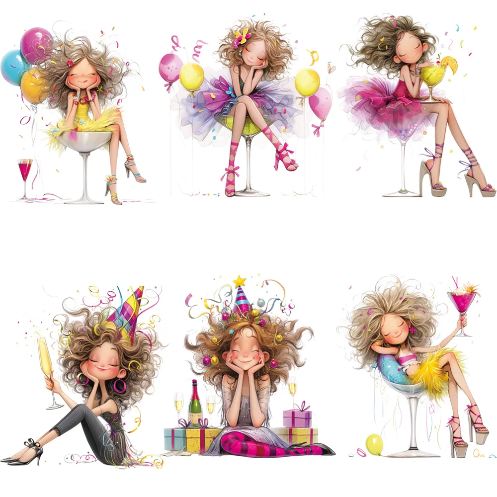 6Pcs Party Girl Sublimation Transfer Stickers, Cute Cartoon Drinking Girl Print for DIY T-Shirt Pillow Bag
6Pcs Party Girl Sublimation Transfer Stickers, Cute Cartoon Drinking Girl Print for DIY T-Shirt Pillow Bag
