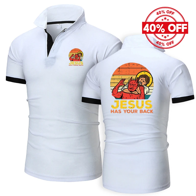 2025 Summer Man's Jesus Has Your Back Jiu Jitsu Retro Christian Logo Print Loose And Comfortable Leisure Versatile Polo Shirt
2025 Summer Man's Jesus Has Your Back Jiu Jitsu Retro Christian Logo Print Loose And Comfortable Leisure Versatile Polo Shirt