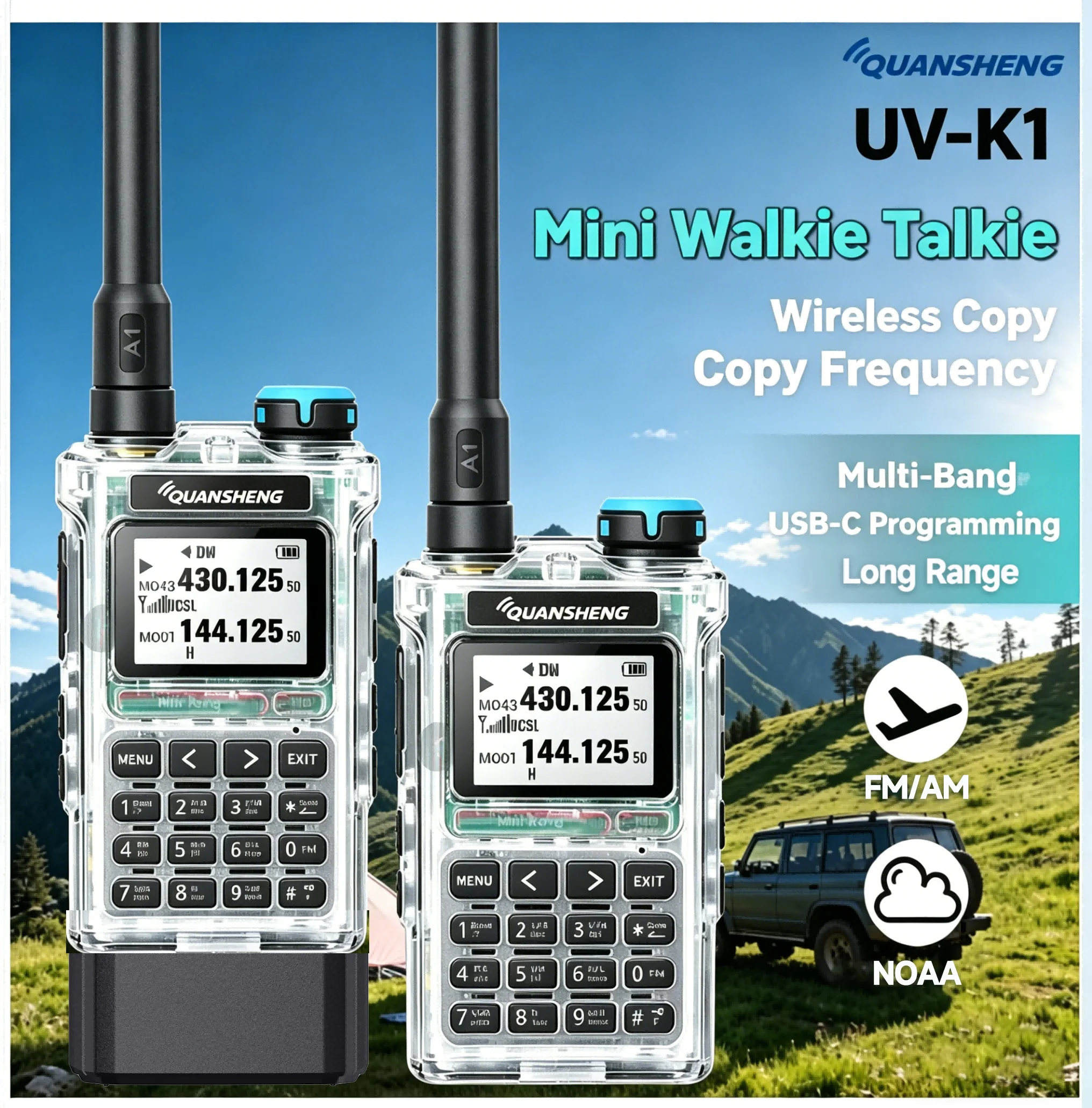 Рация Quansheng UV-K1 Mini: AM/FM, многодиапазонная, беспроводное копирование частот, большая дальность, зарядка Type-C, для кемпинга (модели UVK5, K6)
Рация Quansheng UV-K1 Mini: AM/FM, многодиапазонная, беспроводное копирование частот, большая дальность, зарядка Type-C, для кемпинга (модели UVK5, K6)