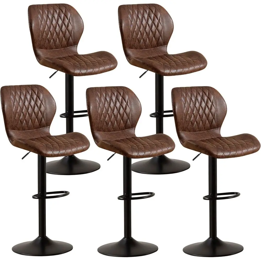 Set of 5 Swivel Counter Height Fabric Bar Stools with Adjustable Back, Brown
Set of 5 Swivel Counter Height Fabric Bar Stools with Adjustable Back, Brown