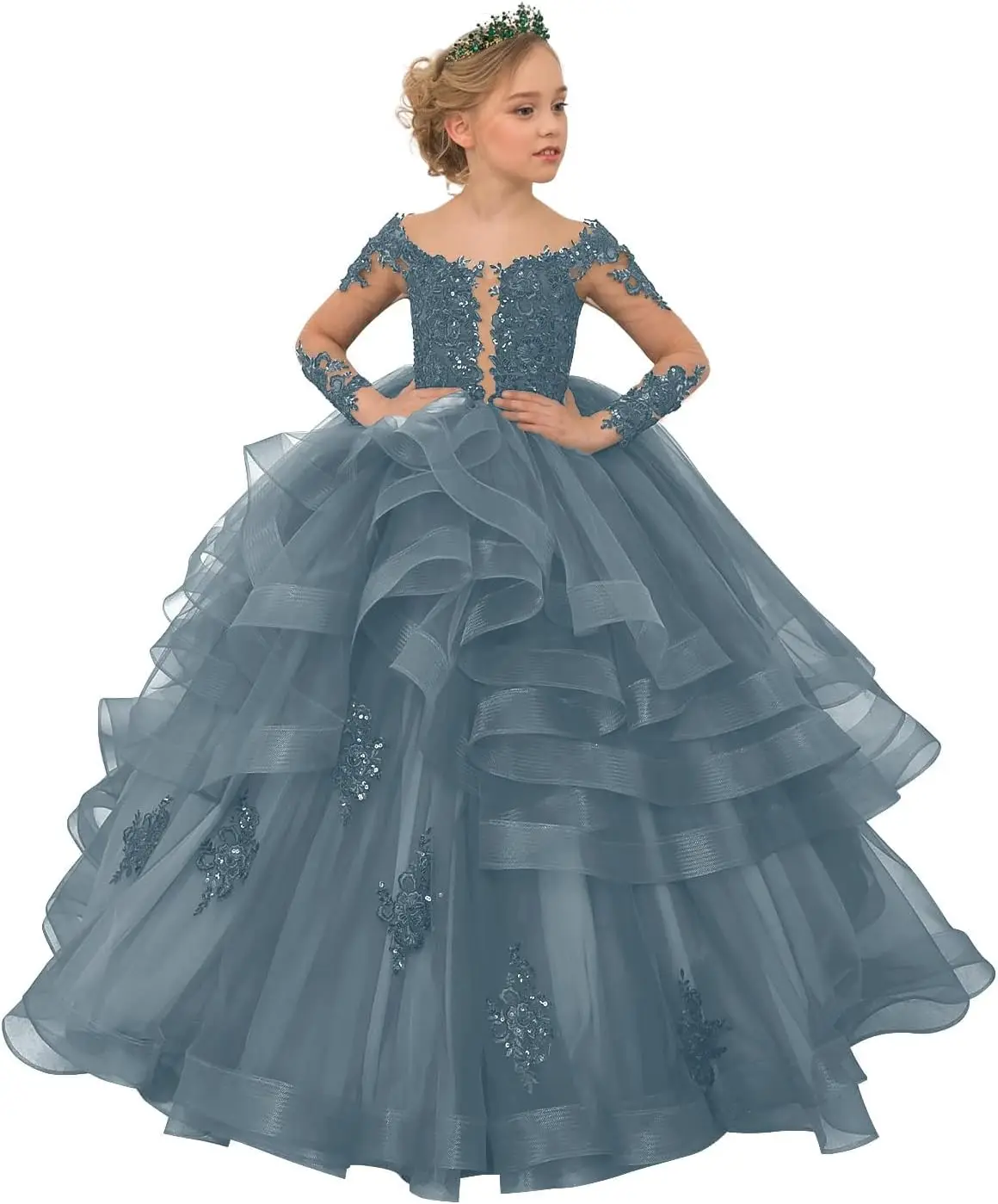 Long Sleeve Flower Girl Dresses Laces Applique Beaded Princess Pageant Dress Beaded Ruffle Tulle Kids Prom Party Gown
Long Sleeve Flower Girl Dresses Laces Applique Beaded Princess Pageant Dress Beaded Ruffle Tulle Kids Prom Party Gown