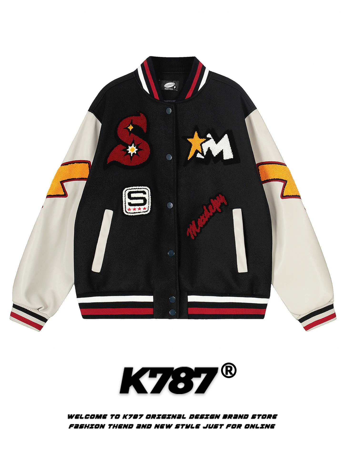 Бейсбольная куртка K787 в американском ретро-стиле с вышивкой букв, воротником-стойкой, свободного кроя, модная, с цветовыми блоками, весенняя, для пар
Бейсбольная куртка K787 в американском ретро-стиле с вышивкой букв, воротником-стойкой, свободного кроя, модная, с цветовыми блоками, весенняя, для пар
