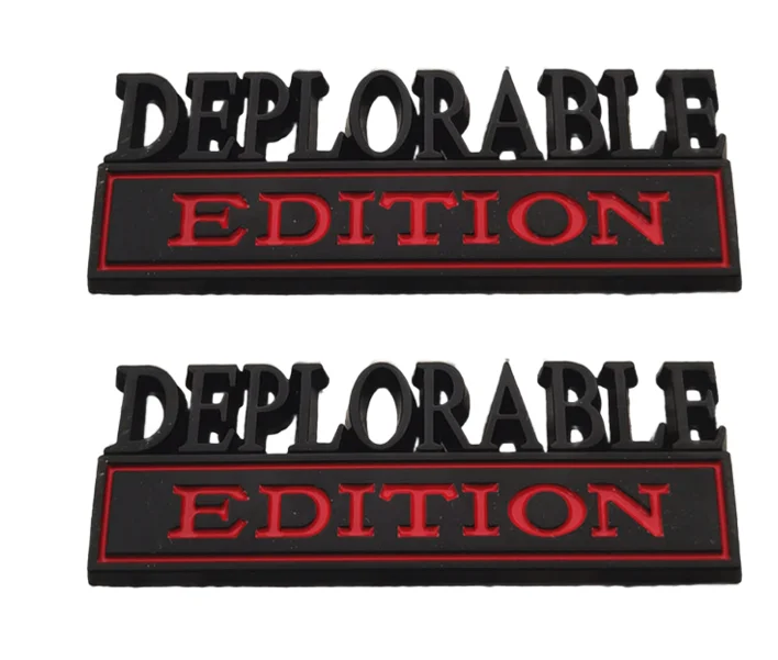 2pcs Metal Deplorable Edition Emblem Sticker Replacement for Car Truck SUV Badge Tailgate Badge Front Hood Trunk(Black Red)
2pcs Metal Deplorable Edition Emblem Sticker Replacement for Car Truck SUV Badge Tailgate Badge Front Hood Trunk(Black Red)