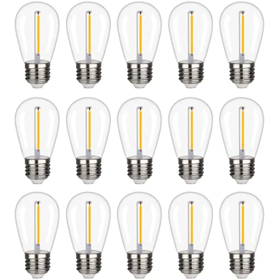 15 Pack S14 LED String Light Bulbs, 1W Shatterproof and Waterproof Outdoor Indoor Replacement Bulbs, E26 Base Edison LED Light
15 Pack S14 LED String Light Bulbs, 1W Shatterproof and Waterproof Outdoor Indoor Replacement Bulbs, E26 Base Edison LED Light