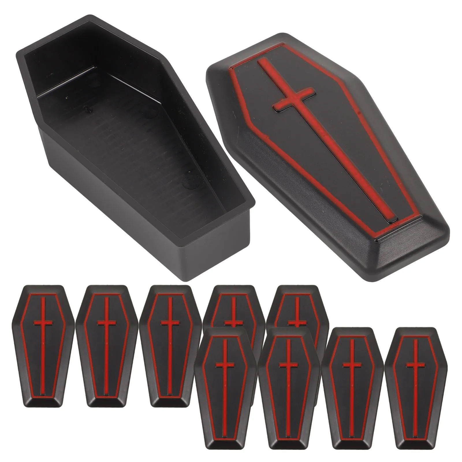10Pcs Realistic Miniature Halloween Coffins Plastic Coffin Boxes Creative Halloween Decoration Prank Props Candy Treat
10Pcs Realistic Miniature Halloween Coffins Plastic Coffin Boxes Creative Halloween Decoration Prank Props Candy Treat