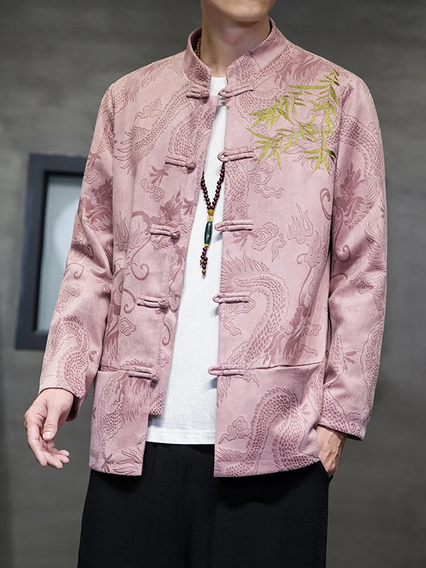 Ele Men's Suede Jaet with Embroidered Dragon Pattern for Autumn Winter Casual Wear Chinese Sle Stand Collar Coat
Ele Men's Suede Jaet with Embroidered Dragon Pattern for Autumn Winter Casual Wear Chinese Sle Stand Collar Coat