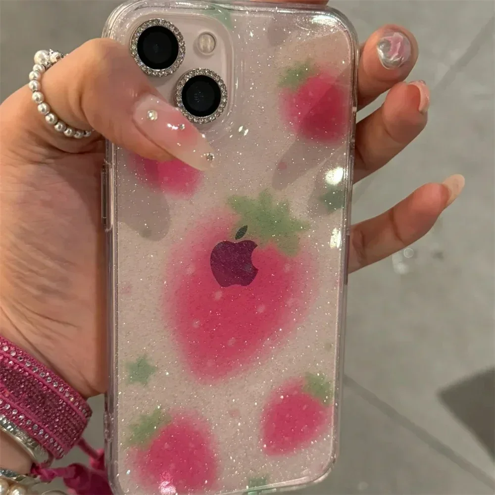 Korean Cute Glitter Strawberry Clear Phone Case For iPhone 15 14 13 12 11 Pro Max Plus Lovely Shockproof Protective Soft Cover
Korean Cute Glitter Strawberry Clear Phone Case For iPhone 15 14 13 12 11 Pro Max Plus Lovely Shockproof Protective Soft Cover