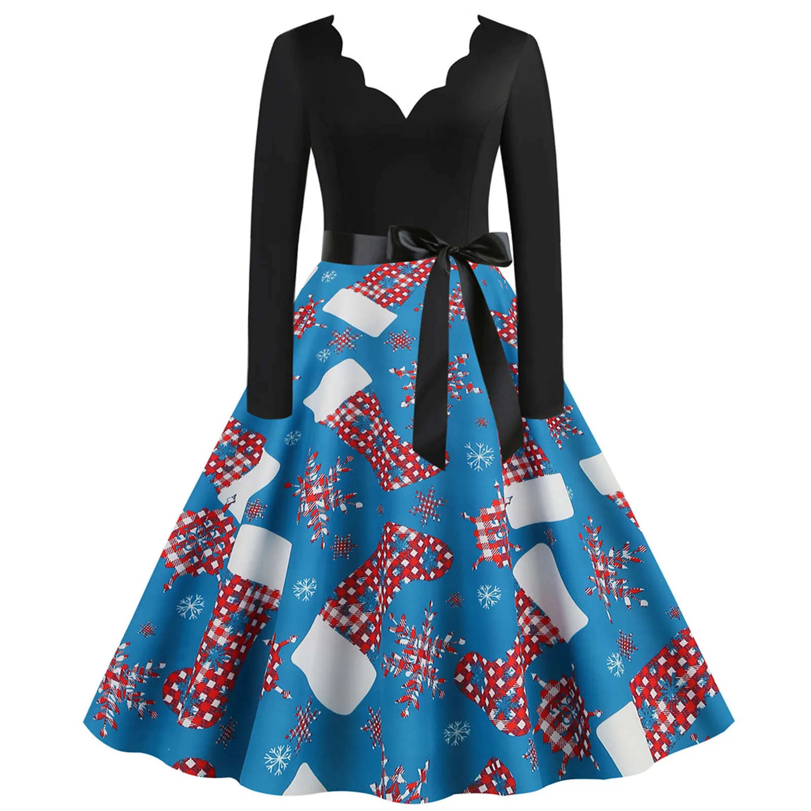 Women Autumn and Winter Fashion New V-Neck Pullover Bow Solid Color Printing Splicing Cozy Supple Long Sleeves Big Swing Dress
Women Autumn and Winter Fashion New V-Neck Pullover Bow Solid Color Printing Splicing Cozy Supple Long Sleeves Big Swing Dress