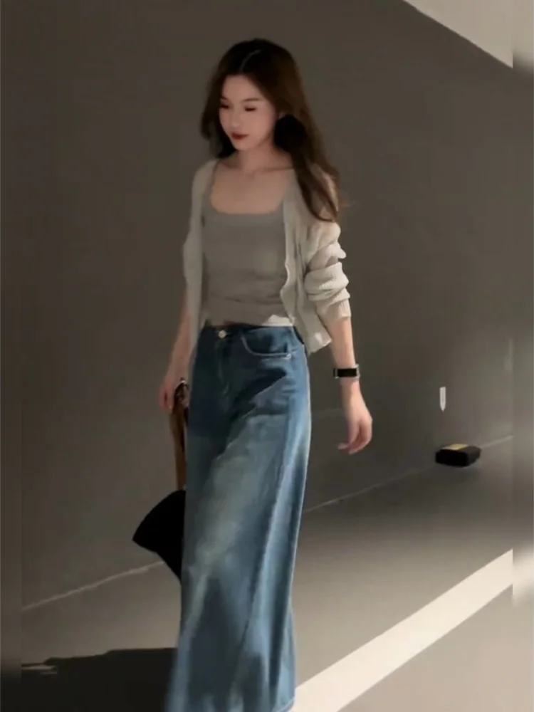 Loose Fit Knitted Cardigan Tank Top Jeans Tee Piece Set Women's plus Size Autumn Faion Casual Comfortable Breathable
Loose Fit Knitted Cardigan Tank Top Jeans Tee Piece Set Women's plus Size Autumn Faion Casual Comfortable Breathable