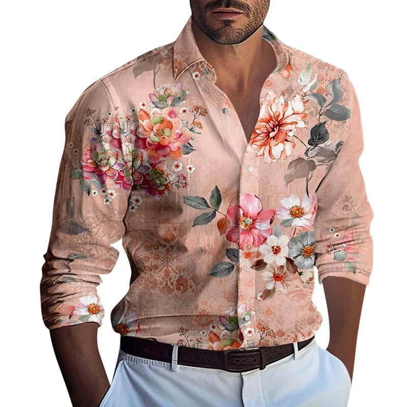 Spring new men's shirt 3d printing simple floral print long sleeve casual shirt men's fashion casual lapel button shirt
Spring new men's shirt 3d printing simple floral print long sleeve casual shirt men's fashion casual lapel button shirt
