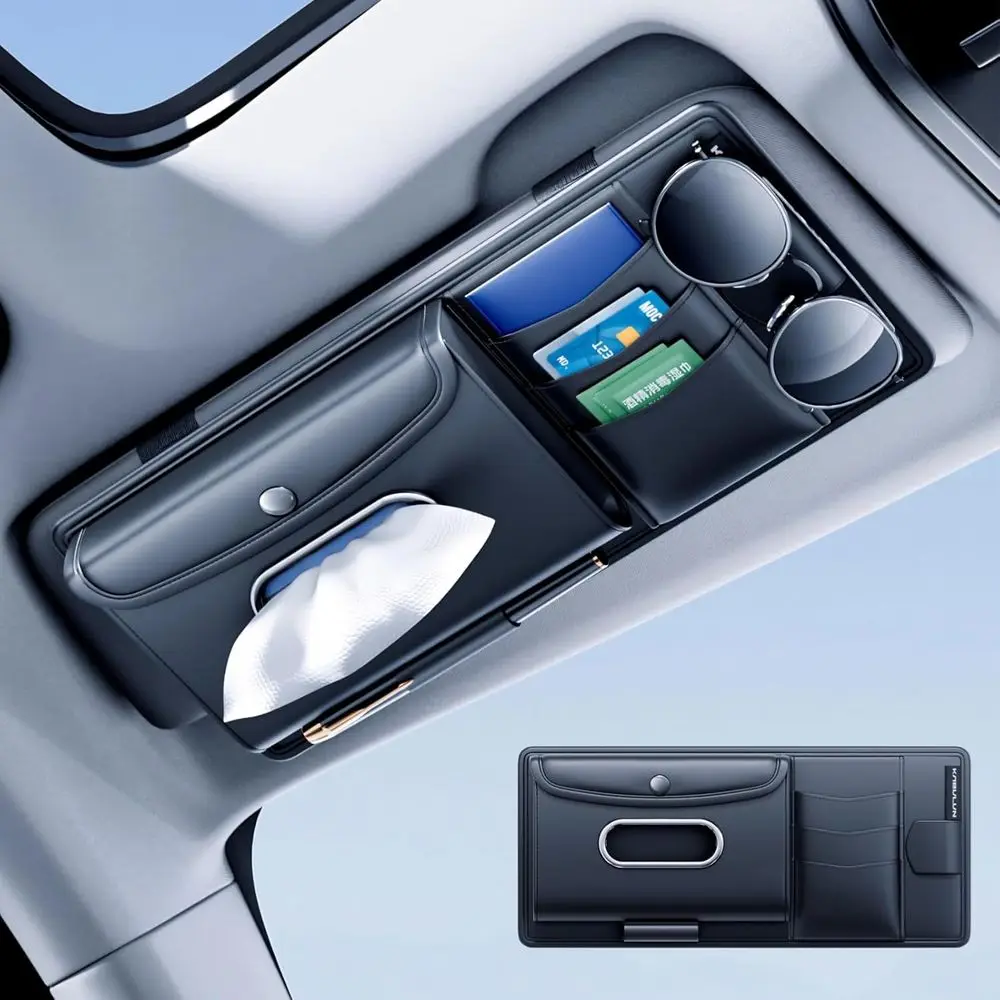 Car Visor Organizer with Tissue, Card, and Sunglasses Holder
Car Visor Organizer with Tissue, Card, and Sunglasses Holder