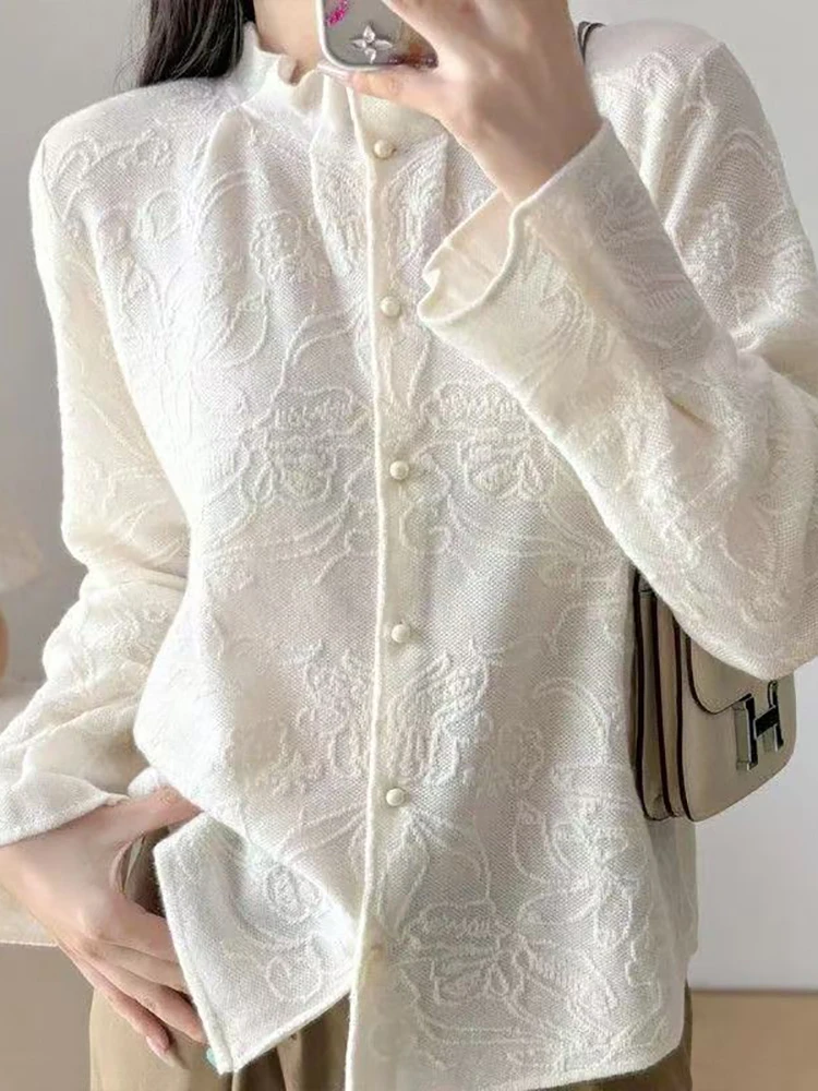 Spring 2026 Women's Knitted Woolen Open Cardigan f High Collar Floral Embroidery Casual Loose Fit Long Sve Sweater
Spring 2026 Women's Knitted Woolen Open Cardigan f High Collar Floral Embroidery Casual Loose Fit Long Sve Sweater