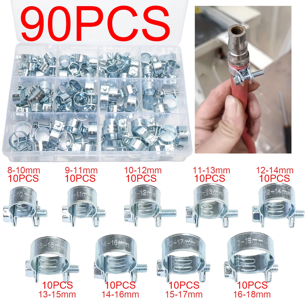 50/60/90/120/135 PCS Mini Clamp Fuel Pipe Clamp Jet Fuel Hose Clamp Multi Size Multi Specification Hose
50/60/90/120/135 PCS Mini Clamp Fuel Pipe Clamp Jet Fuel Hose Clamp Multi Size Multi Specification Hose