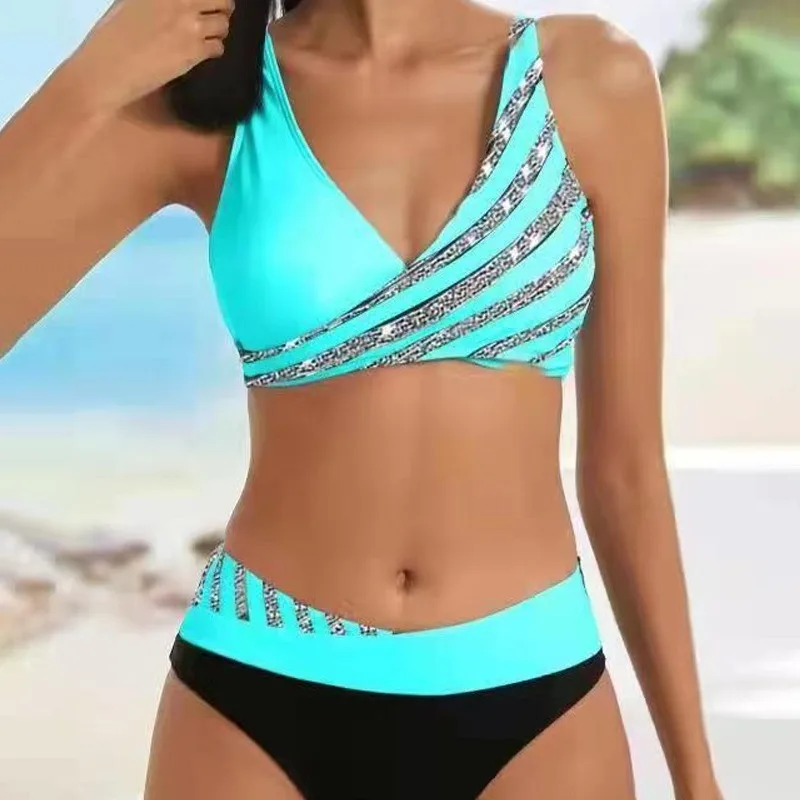 New Bikini Split Print Swimsuit Female Sexy Hot Diamond Gather Bikini Swimsuit for Women
New Bikini Split Print Swimsuit Female Sexy Hot Diamond Gather Bikini Swimsuit for Women