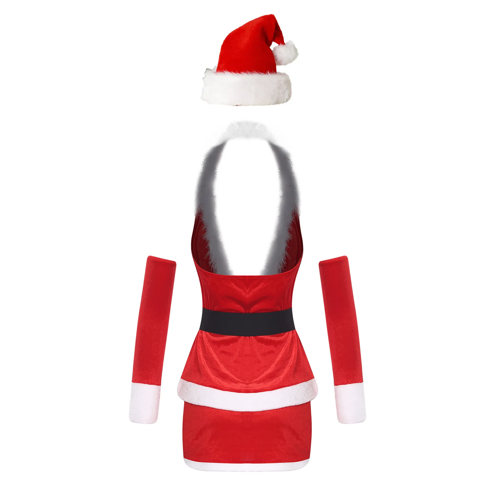 Женский рождественский бархатный плюшевый топ с лямкой на шее и нарукавниками, поясная юбка, рождественский фестиваль, тематическая вечеринка, сексуальный костюм Санта-Клауса для косплея
Женский рождественский бархатный плюшевый топ с лямкой на шее и нарукавниками, поясная юбка, рождественский фестиваль, тематическая вечеринка, сексуальный костюм Санта-Клауса для косплея
