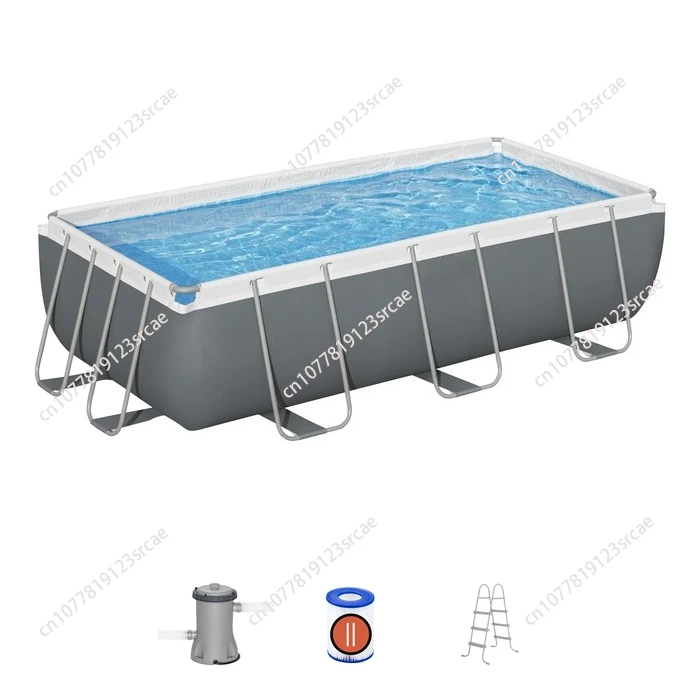 56441 Power Steel Rectangular Frame Large Adult Outdoor Swimming Pool Above-Ground Pool Set