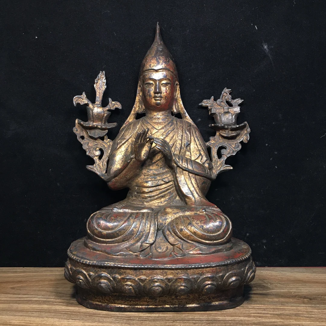 11"Tibetan Temple Collection Old Bronze Cinnabar Mud gold Tsongkhapa Speaker Amitabha Sitting Buddha Lotus Terrace Worship Hall
11"Tibetan Temple Collection Old Bronze Cinnabar Mud gold Tsongkhapa Speaker Amitabha Sitting Buddha Lotus Terrace Worship Hall