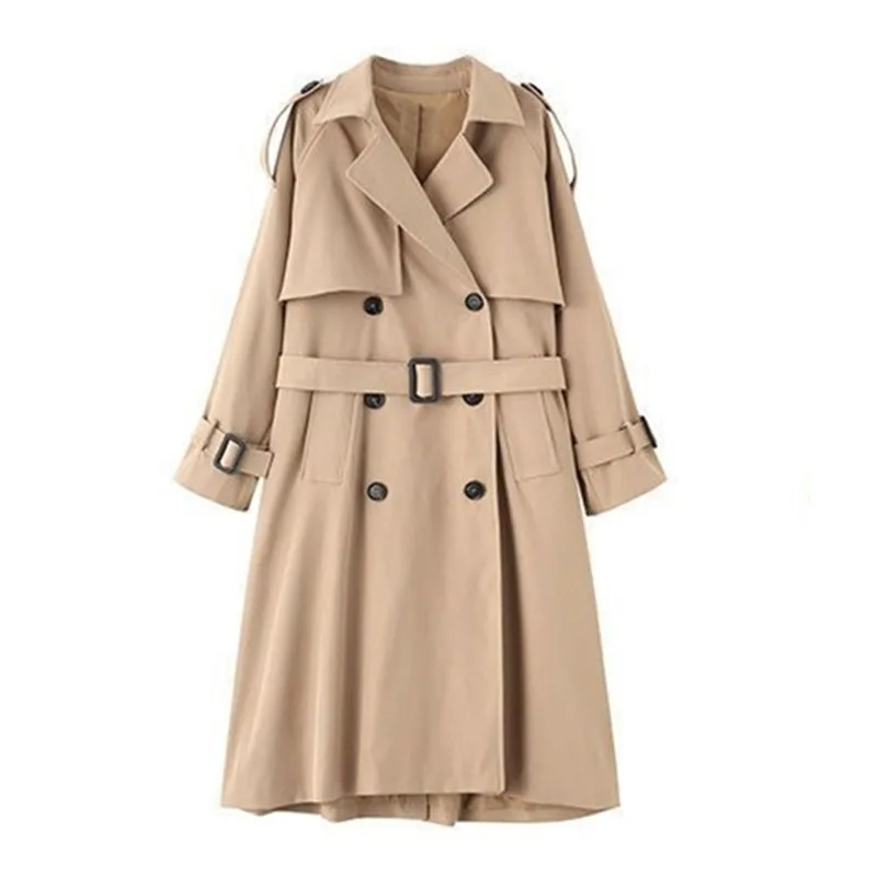 Women Fashion with Belt Solid Double Breasted Trench Coat Loose Long Sleeves Female Chic Tops Lady Khaki Windbreaker Outerwear
Women Fashion with Belt Solid Double Breasted Trench Coat Loose Long Sleeves Female Chic Tops Lady Khaki Windbreaker Outerwear