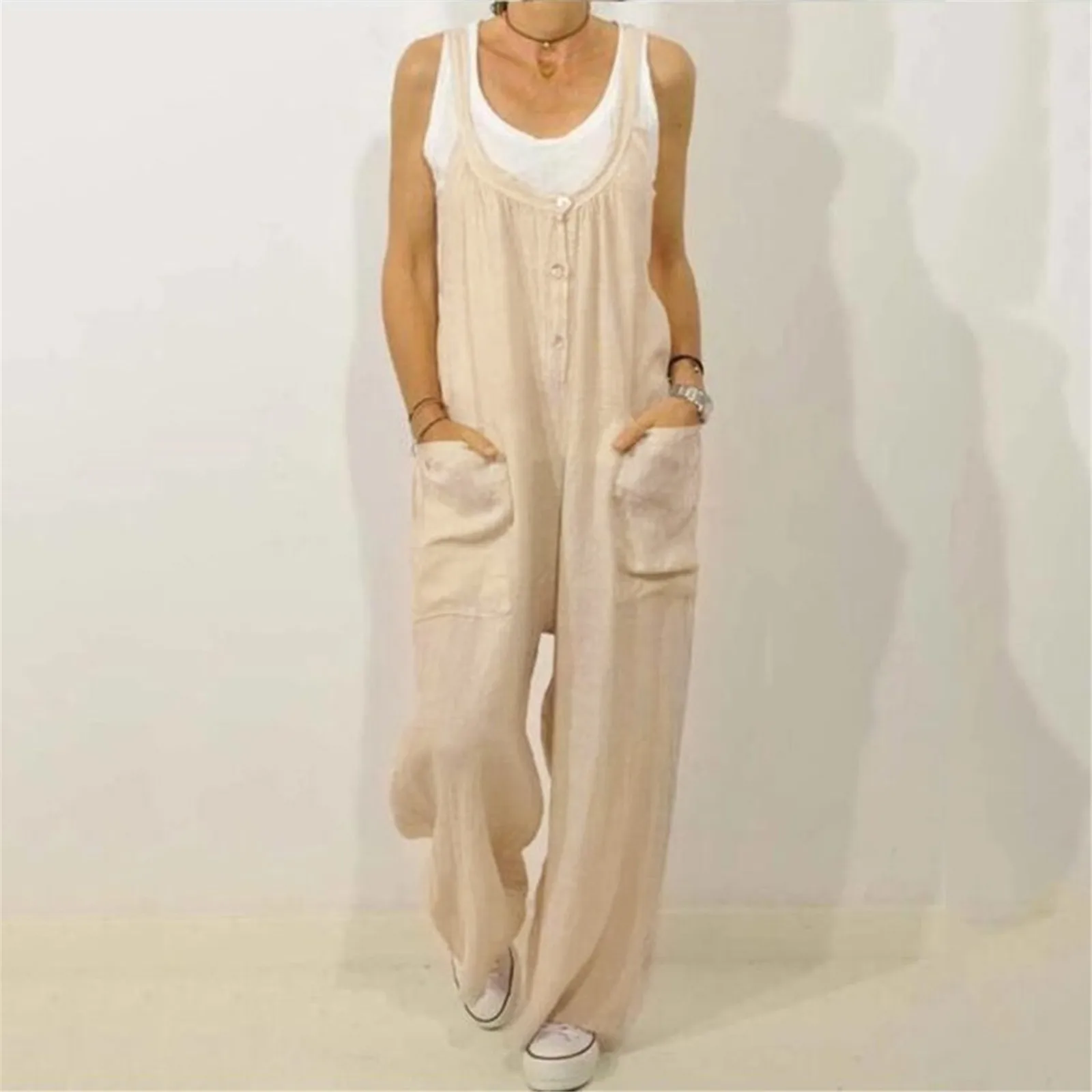 Rompers 2024 New Brand Women Casual Loose Solid Pockets Jumpsuit Overalls Wide Leg Pants Summer Sleeveless Jumpsuits
Rompers 2024 New Brand Women Casual Loose Solid Pockets Jumpsuit Overalls Wide Leg Pants Summer Sleeveless Jumpsuits