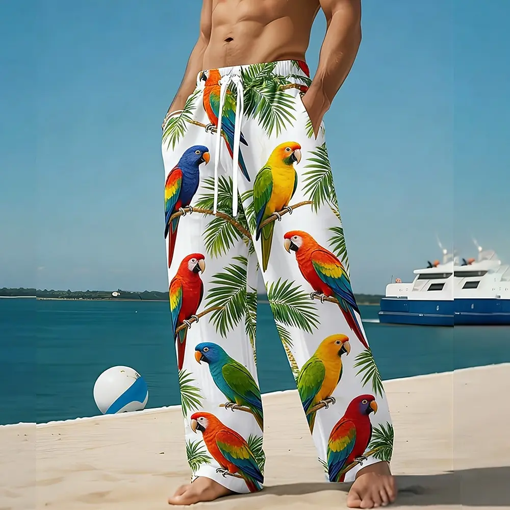 en's Parrot Tropical Plants 3D Print Casual Pants, Baggy Mid Waist, Elastic Drawstring, Vacation Wear, White Yellow Purple Pink
en's Parrot Tropical Plants 3D Print Casual Pants, Baggy Mid Waist, Elastic Drawstring, Vacation Wear, White Yellow Purple Pink