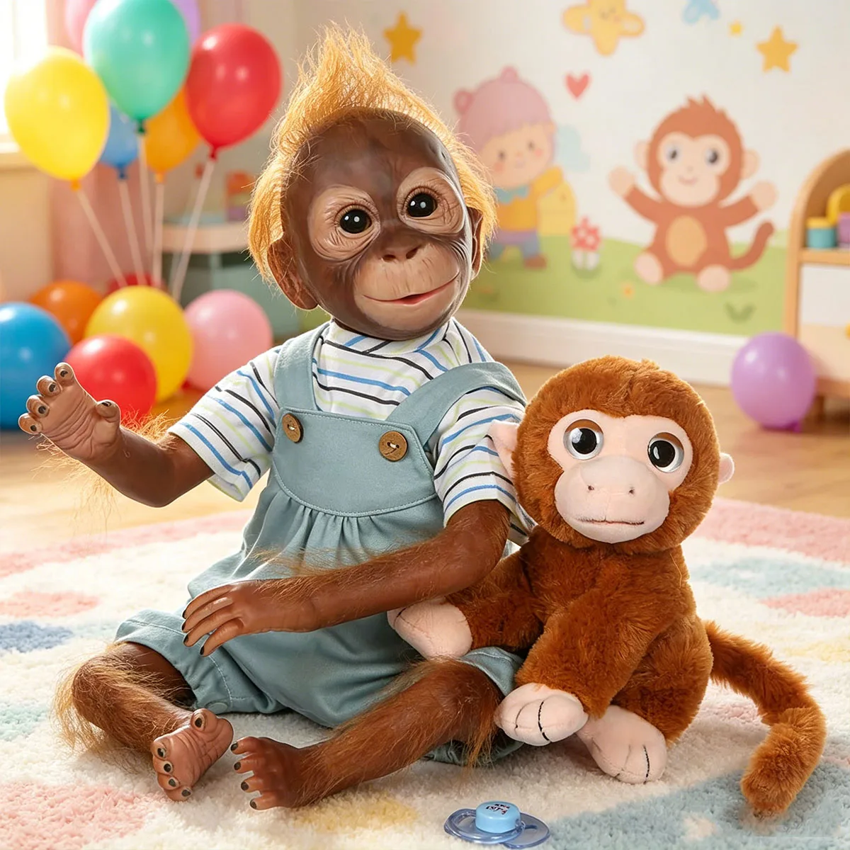 22 Inch Reborn Monkey Doll Boy - Realistic Lifelike Baby Monkey Doll in Blue Overalls Soft Cloth Body, Handmade Reborn Animal Doll for Kids Age 3+, Birthday Gift
22 Inch Reborn Monkey Doll Boy - Realistic Lifelike Baby Monkey Doll in Blue Overalls Soft Cloth Body, Handmade Reborn Animal Doll for Kids Age 3+, Birthday Gift