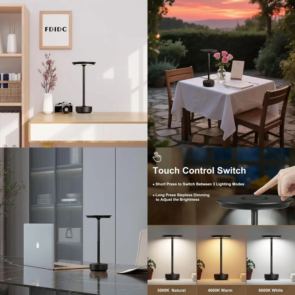 Rechargeable LED Table Lamps, 5000mAh Battery, 3-Color Adjustable, Portable Outdoor/Indoor Lighting (Black)
Rechargeable LED Table Lamps, 5000mAh Battery, 3-Color Adjustable, Portable Outdoor/Indoor Lighting (Black)