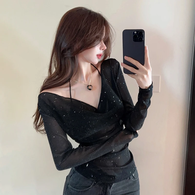 Autumn New American Hot Girl V-neck Bottoming Shirt Slightly Transparent Mesh Top Long Sleeve Women
Autumn New American Hot Girl V-neck Bottoming Shirt Slightly Transparent Mesh Top Long Sleeve Women