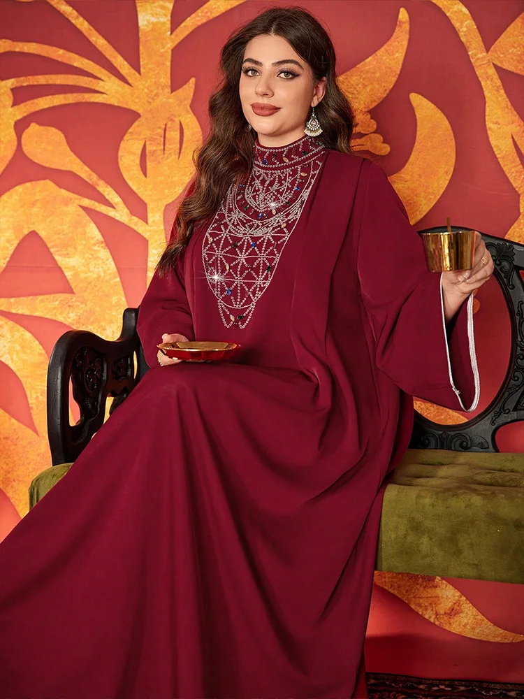 Middle East Heavy Industry's Nail Bead Large Size Dress Elegant Muslim Large Skirt Temperament socialite Dress
Middle East Heavy Industry's Nail Bead Large Size Dress Elegant Muslim Large Skirt Temperament socialite Dress