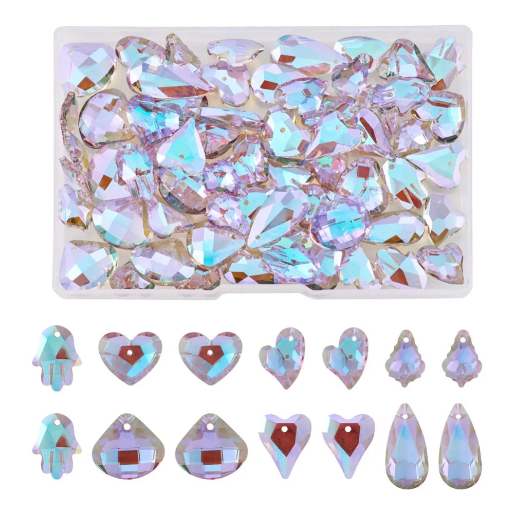 70Pcs Electroplate Faceted Glass Pendants Teardrop Heart Fan Charms for DIY Bracelet Jewelry Handmade Making Accessories
70Pcs Electroplate Faceted Glass Pendants Teardrop Heart Fan Charms for DIY Bracelet Jewelry Handmade Making Accessories