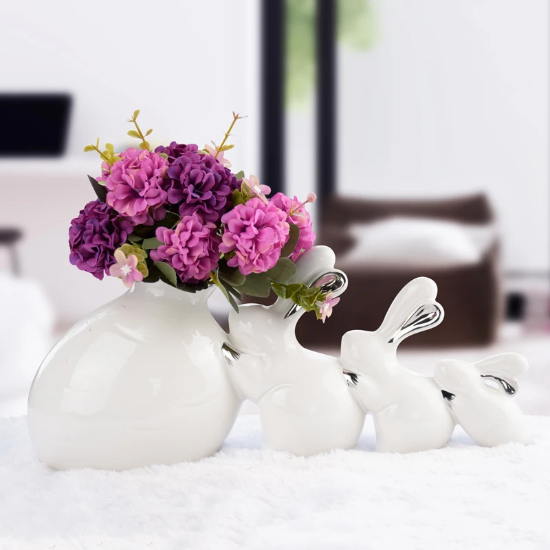 Modern Ceramic Vase Creative Rabbit Family Pot Figurines & Miniatures Feng Shui Home Decor Handicraft Furnishing Articles
Modern Ceramic Vase Creative Rabbit Family Pot Figurines & Miniatures Feng Shui Home Decor Handicraft Furnishing Articles