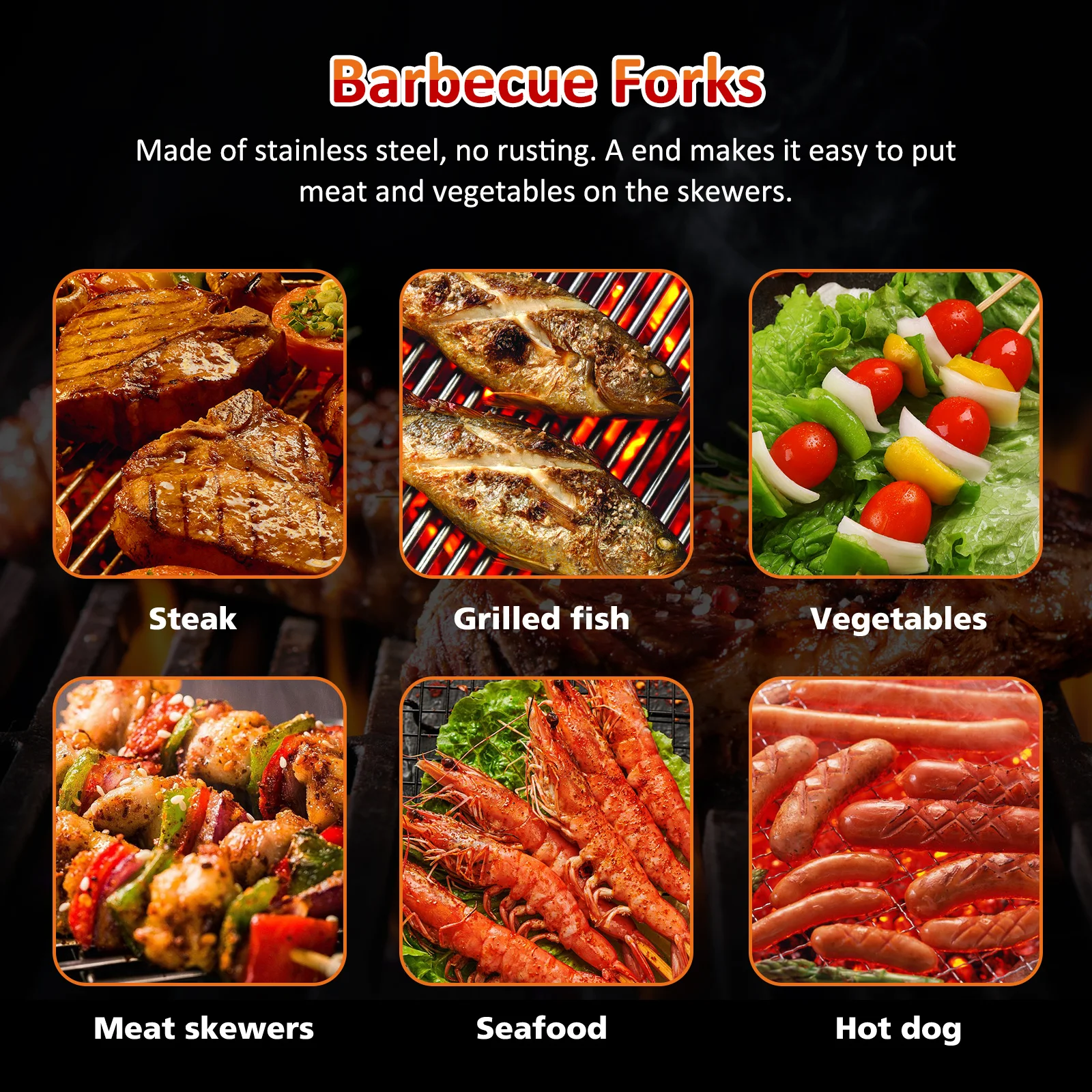 6Pcs Barbecue Forks Stainless Steel Double Prong Skewers Wooden Handle Outdoor Bbq Camping Kitchen Roasting Sticks Marshmallow 
6Pcs Barbecue Forks Stainless Steel Double Prong Skewers Wooden Handle Outdoor Bbq Camping Kitchen Roasting Sticks Marshmallow