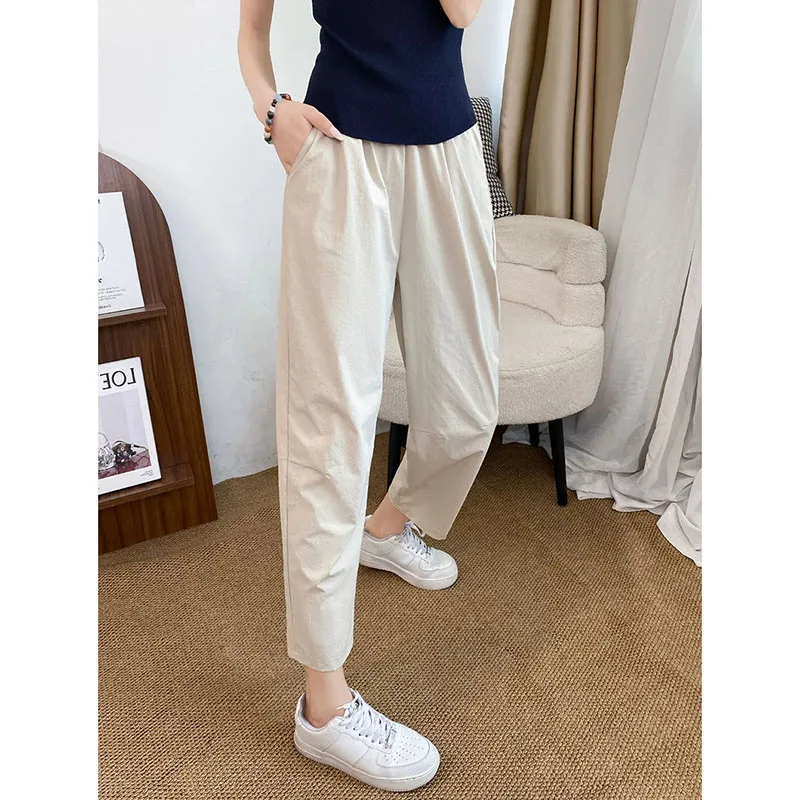 ZOCI Summer Quick Dry Women's Pants Solid Color Versatile Elastic Waist Casual Pants Female Elegant Loose Ankle Length Trouser
ZOCI Summer Quick Dry Women's Pants Solid Color Versatile Elastic Waist Casual Pants Female Elegant Loose Ankle Length Trouser