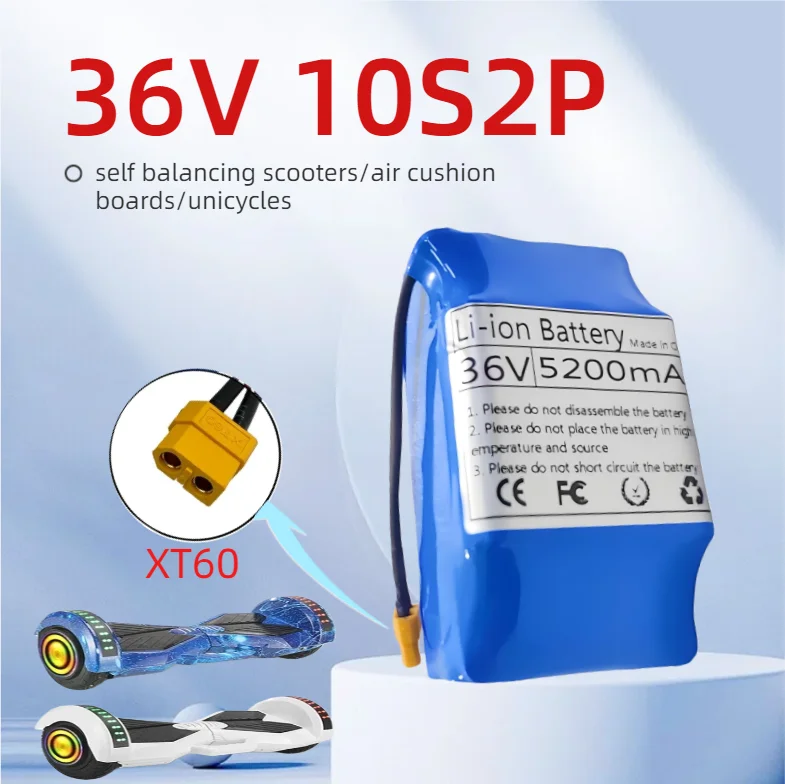 36V 5200mah 10s2p Rechargeable Lithium Battery Pack, Suitable For Self Balancing Scooters/air Cushion Boards/unicycles With BMS
36V 5200mah 10s2p Rechargeable Lithium Battery Pack, Suitable For Self Balancing Scooters/air Cushion Boards/unicycles With BMS