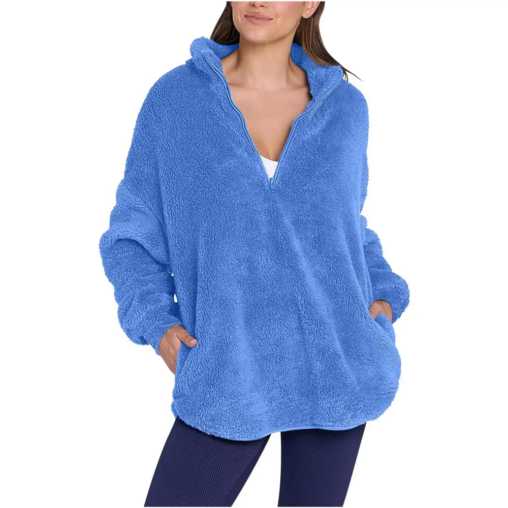 Women Sherpa Fleece Turtleneck Sweater 1/3 Zipper Teddy Plush Sweatshirt Fall Winter Streetwear Puffy Tops
Women Sherpa Fleece Turtleneck Sweater 1/3 Zipper Teddy Plush Sweatshirt Fall Winter Streetwear Puffy Tops