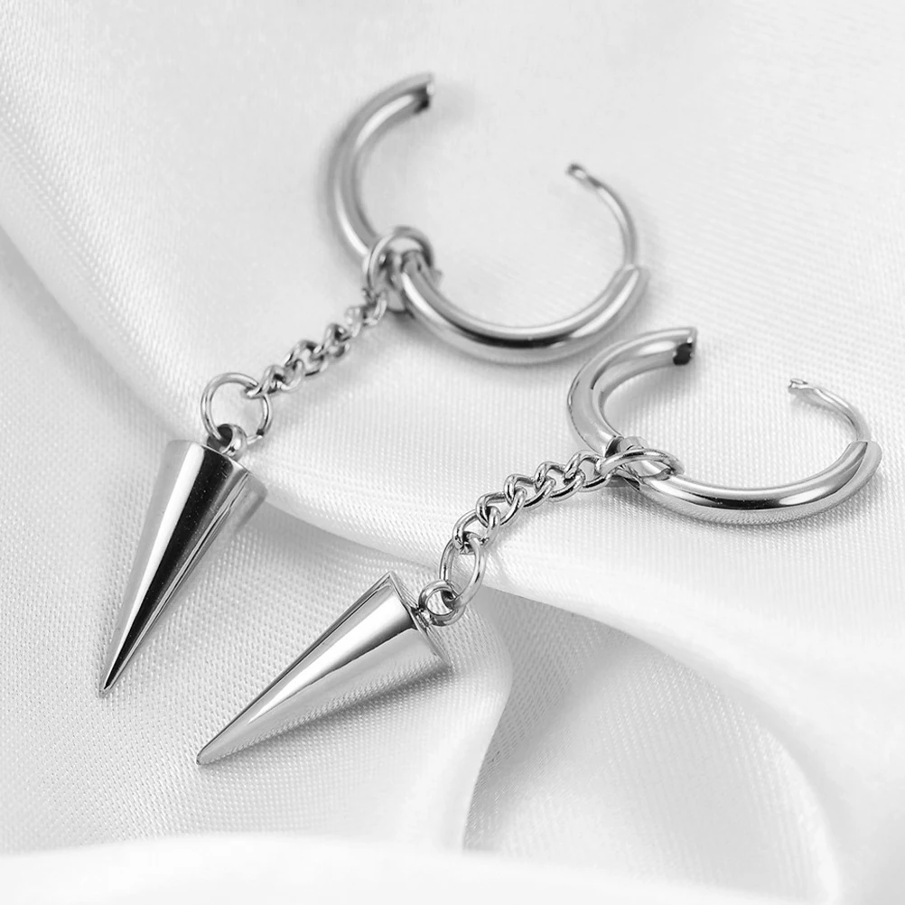 Rivet Triangular Pyramid Titanium Steel Pendant Earrings Steel Color Spiked Hoop Minimalist Fashion Dangle Women Jewelry
Rivet Triangular Pyramid Titanium Steel Pendant Earrings Steel Color Spiked Hoop Minimalist Fashion Dangle Women Jewelry