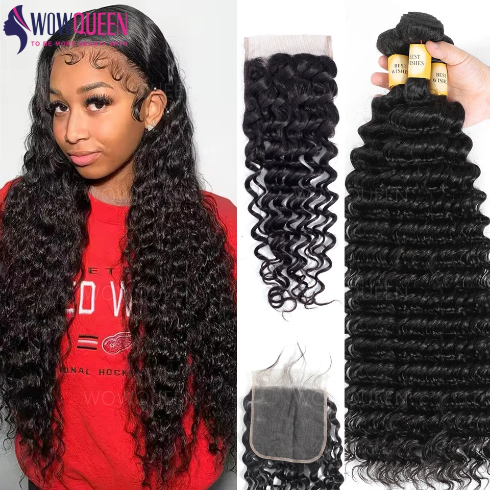 12A Deep Wave Bundles With Closure Human Hair Bundles With 4x4 Closure Raw Hair Weave Extensions 3/4 Bundles With Lace Closure
12A Deep Wave Bundles With Closure Human Hair Bundles With 4x4 Closure Raw Hair Weave Extensions 3/4 Bundles With Lace Closure
