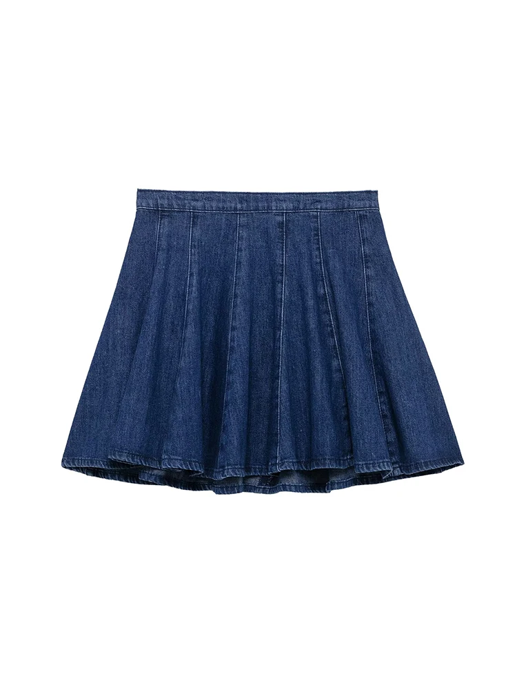 KUCLUT Women Fashion Denim Blue Pleated Back Zipper A-Line Mini Skirt Vintage High Waist Female Chic Lady Skirts
KUCLUT Women Fashion Denim Blue Pleated Back Zipper A-Line Mini Skirt Vintage High Waist Female Chic Lady Skirts