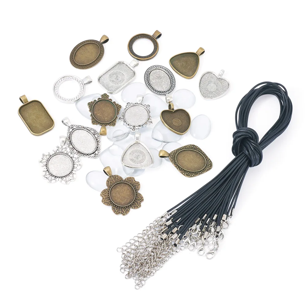 16pcs Waxed Cotton Cord Necklace Making Heart Geometric Glass Cabochons Alloy Pendant Cabochon Base For DIY Jewelry Accessories
16pcs Waxed Cotton Cord Necklace Making Heart Geometric Glass Cabochons Alloy Pendant Cabochon Base For DIY Jewelry Accessories