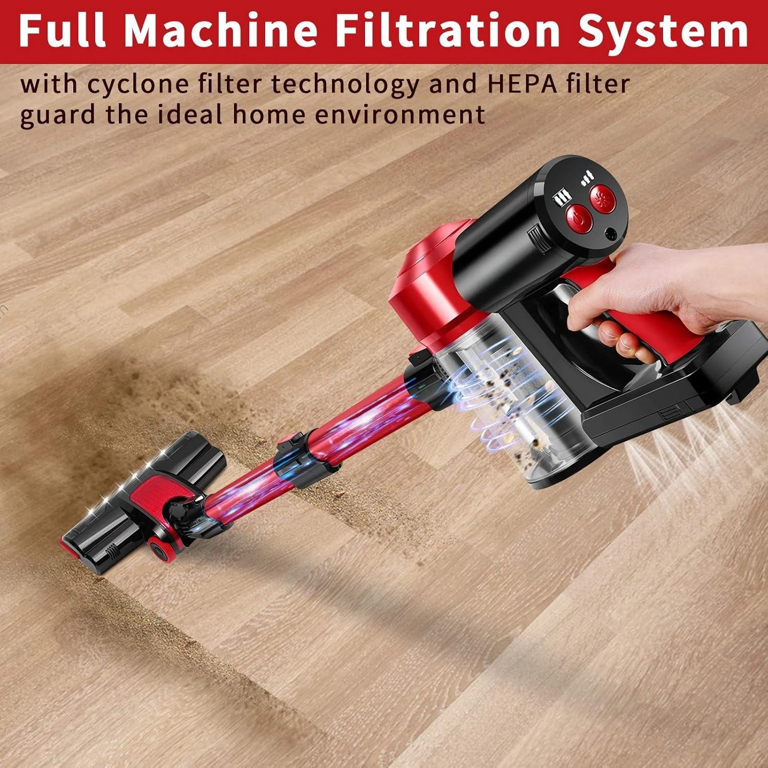 C150 Cordless Vacuum Cleaner Rechargeable with 2200mAh Detachable Battery, 18000Pa Cyclone Vacuum with HEPA Filter
C150 Cordless Vacuum Cleaner Rechargeable with 2200mAh Detachable Battery, 18000Pa Cyclone Vacuum with HEPA Filter