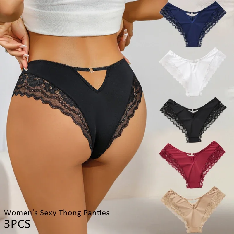 3PCS Fashionable Sexy Women's Thong Panties Lace-trimmed with cutout detailing Women's Mid-rise Thong
3PCS Fashionable Sexy Women's Thong Panties Lace-trimmed with cutout detailing Women's Mid-rise Thong
