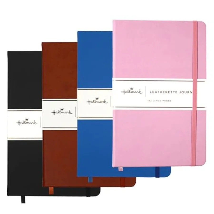 Hallmark 4-Pack Leatherette Hardcover Lined Journals192 Pages 5.25 in x 8.25 in with Ribbon Bookmark Elastic Closure Band and E
Hallmark 4-Pack Leatherette Hardcover Lined Journals192 Pages 5.25 in x 8.25 in with Ribbon Bookmark Elastic Closure Band and E