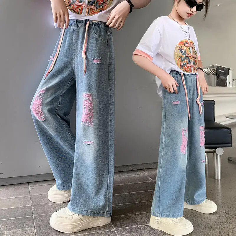 Kawaii Girl Jeans Fashion Student Autumn Anime Casual Elastic Waist Wide-Leg Long Pants Straight-Leg Pants Children's Clothing
Kawaii Girl Jeans Fashion Student Autumn Anime Casual Elastic Waist Wide-Leg Long Pants Straight-Leg Pants Children's Clothing