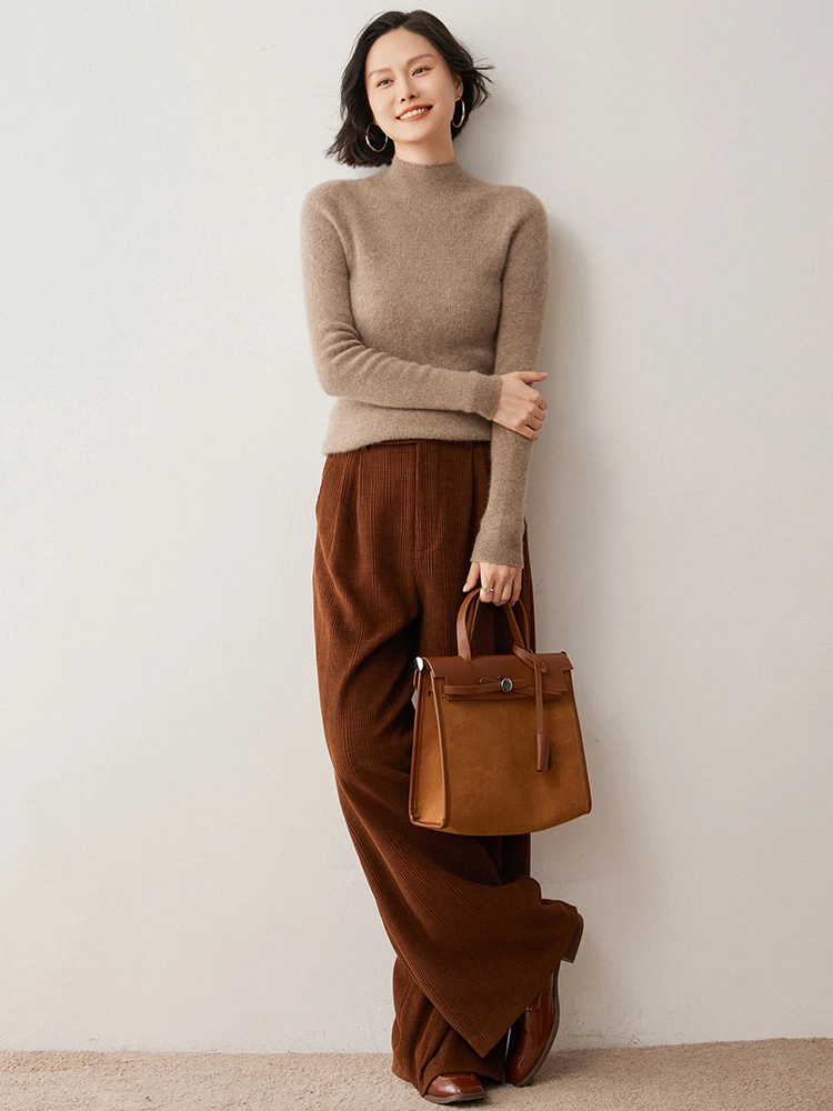 New Chic Women's Spring Autumn Base 100% Cashmere Sweater Luxury Slim-fit Pullover Cashmere Knitted Office Lady Mock Neck Tops
New Chic Women's Spring Autumn Base 100% Cashmere Sweater Luxury Slim-fit Pullover Cashmere Knitted Office Lady Mock Neck Tops