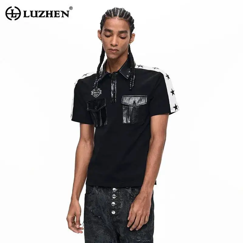 LUZHEN 2026 Color Contrast Leather Pockets Decorate Short Sleeve T-shirts Pullover Men's Fashion Summer Slim Male Clothes JY6550
LUZHEN 2026 Color Contrast Leather Pockets Decorate Short Sleeve T-shirts Pullover Men's Fashion Summer Slim Male Clothes JY6550