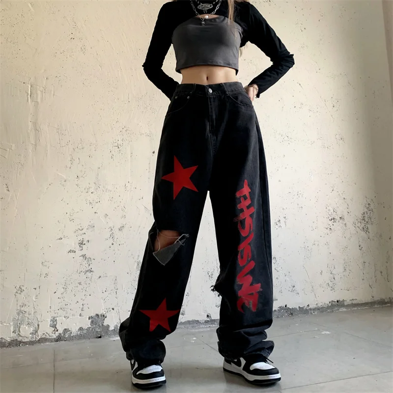 y2k Women RippedDenim PantsHigh Waist Vintage Streetwear Pentagram Straight Baggy Trouser Fashion Casual New Autumn Wide Leg
y2k Women RippedDenim PantsHigh Waist Vintage Streetwear Pentagram Straight Baggy Trouser Fashion Casual New Autumn Wide Leg